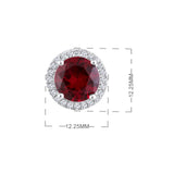 Certified 14K Gold 6.74ct Natural Diamond w/ Simulated Ruby Round Solitaire Stud White Earrings