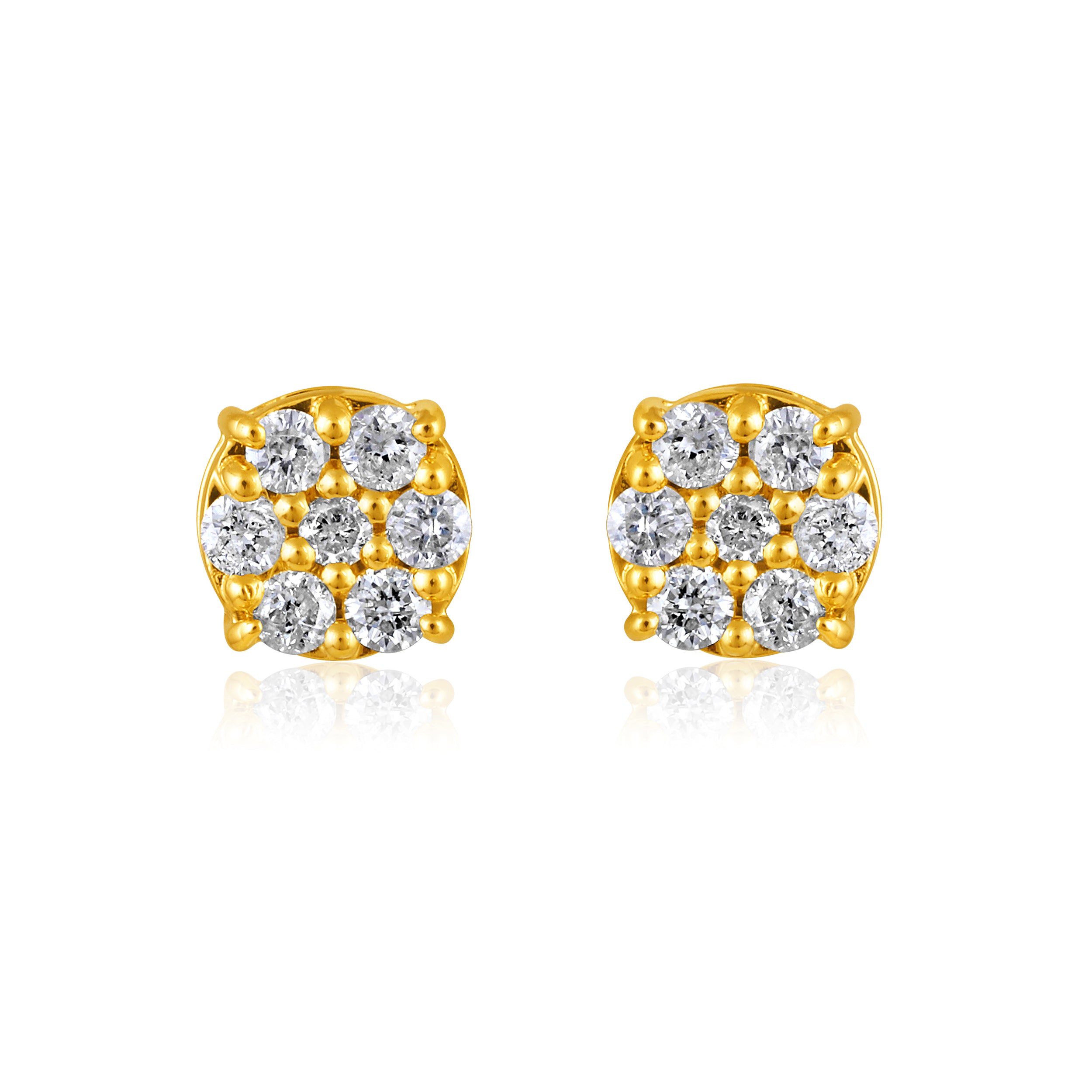 Certified 14K Gold 0.18ct Natural Diamond F-I1 Small Round Stud White Earrings