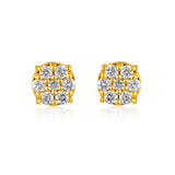 Certified 14K Gold 0.18ct Natural Diamond F-I1 Small Round Stud White Earrings