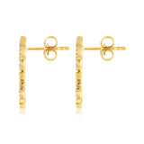 Certified 14K Gold 0.16ct Natural Diamond F-SI Love Charm Stud Yellow Earrings