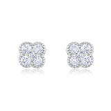 Certified 14K Gold 0.14ct Natural Diamond F-I1 Small Clover Stud Yellow Earrings