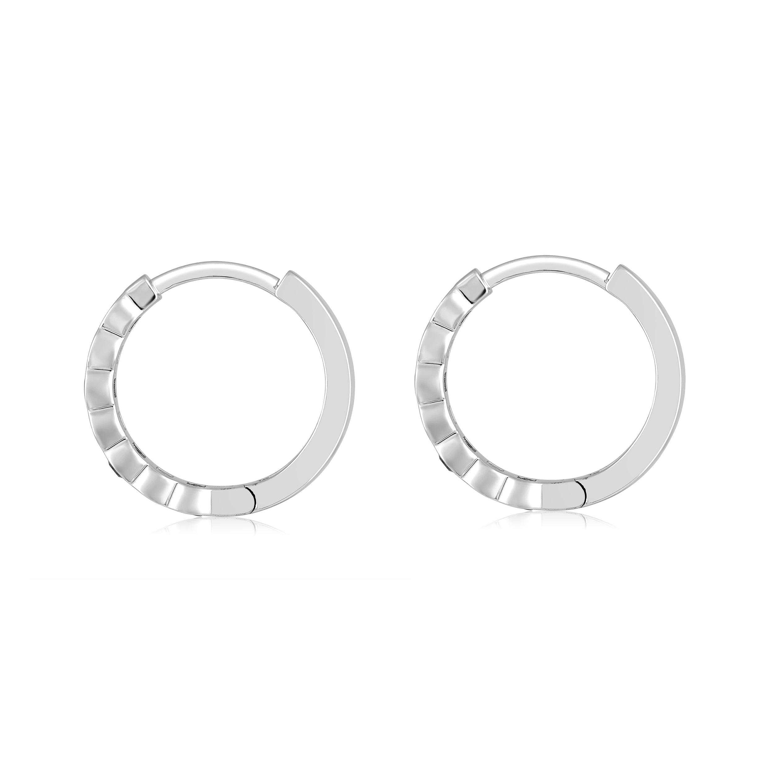 Certified 14K Gold 0.5ct Natural Diamond w/ Simulated Bezel Hoop White Earrings