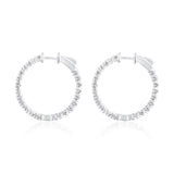 Certified 14K Gold 2ct Natural Diamond F-SI Round Inside Out 26mm Hoop Yellow Earrings