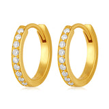 Certified 18K Gold 0.1ct Natural Diamond E-VVS Huggie 11mm Hoop White Earrings
