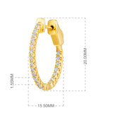 Certified 14K Gold 0.5ct Natural Diamond G-SI Oval Inside Out 20mm Hoop Yellow Earrings