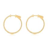 Certified 14K Gold 1ct Natural Diamond G-SI Round Inside Out 26mm Hoop White Earrings