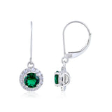 Certified 14K Gold 1.64ct Natural Diamond w/ Simulated Emerald Hoop Drop Dangle White Earrings