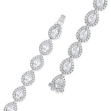 Certified 14K Gold 3.6ct Natural Diamond F-VVS Rose-Cut Pear Halo Tennis White Bracelet