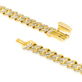 Certified 10K Gold 1.34ct Natural Diamond F-I1 5.3mm Cuban Link Chain Yellow Bracelet