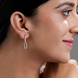 Certified 14K Gold 0.2ct Natural Diamond F-SI Twist 30.5mm Drop White Earrings