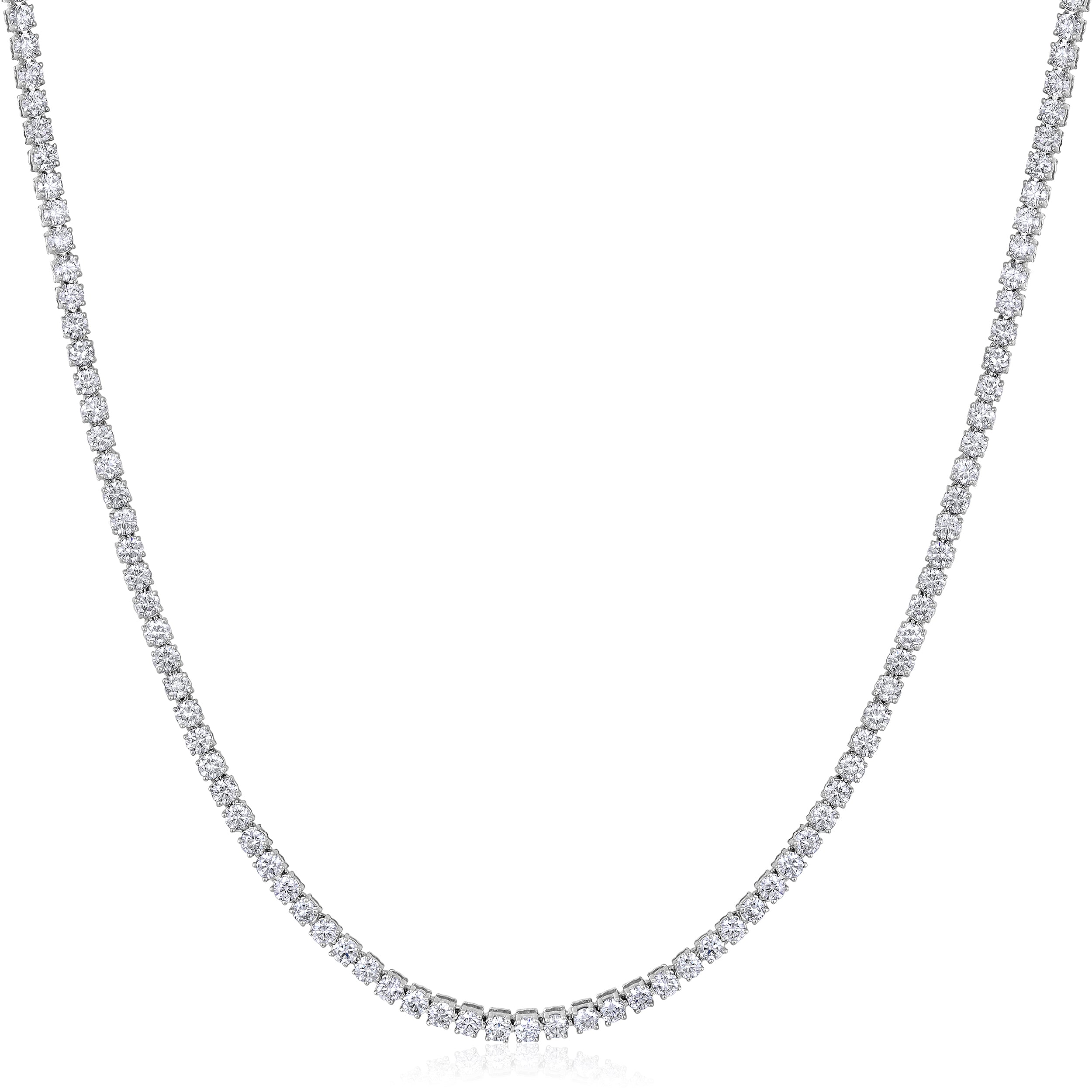 Certified 14K Gold 7ct Natural Diamond G-SI 2.4mm 4 Prong Tennis Wedding White Necklace