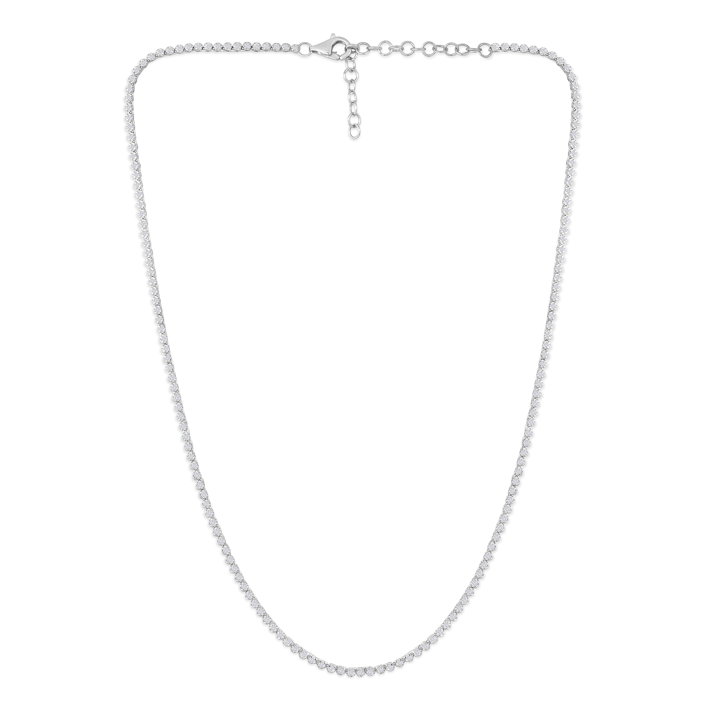 Certified 14K Gold 6ct Natural Diamond G-SI 2.5mm Buttercup Tiger Prong Tennis White Necklace
