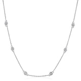 Certified 14K Gold 0.8ct Natural Diamond F-SI 3.4mm Bezel Chain By Yard Station White Necklace