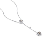 Certified 14K Gold 1.2ct Natural Diamond Brown Heart Ball Lariat Y Drop White Necklace
