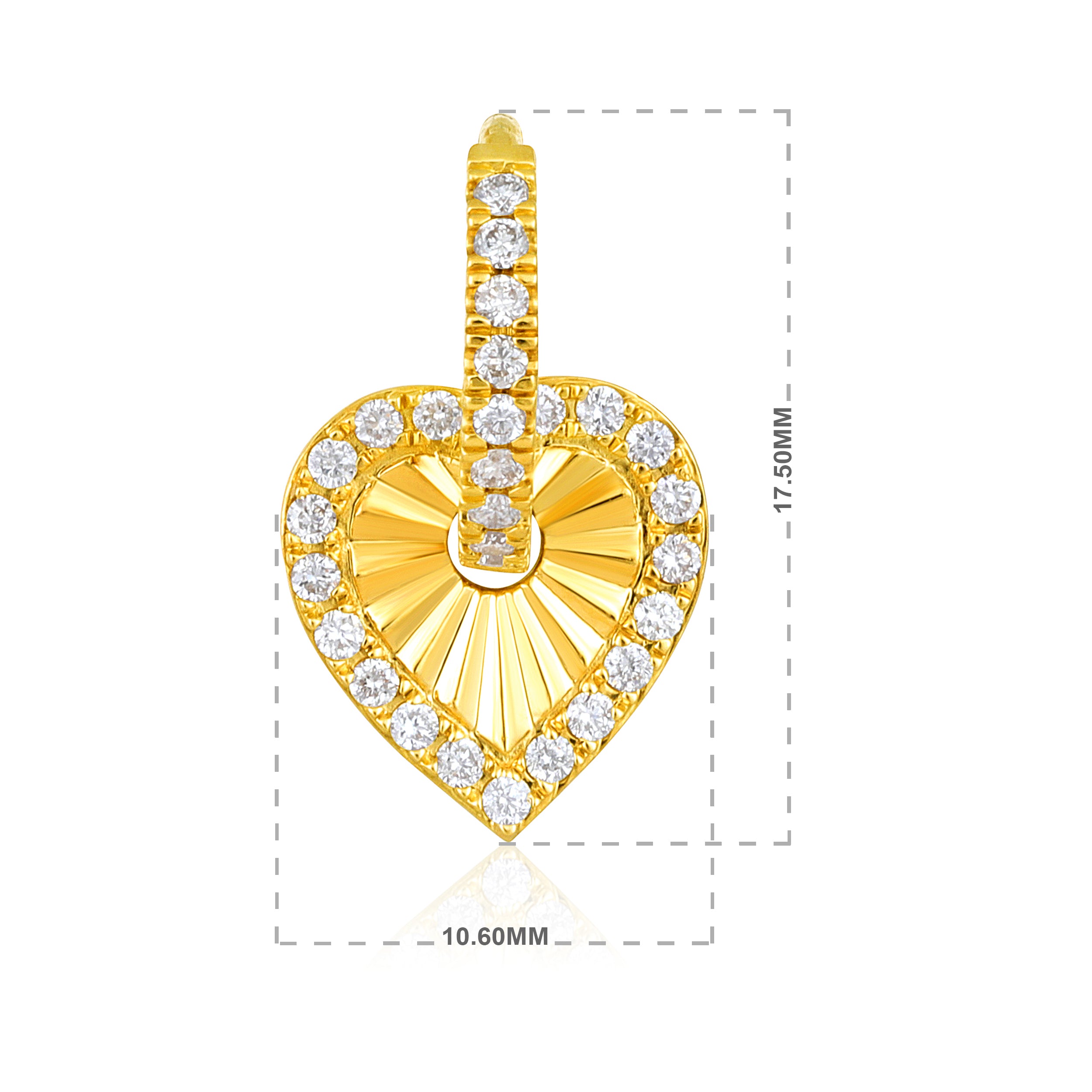 Certified 14K Gold 0.5ct Natural Diamond F-SI Heart Hoop Drop Yellow Earrings