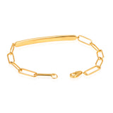 Certified 14K Gold 0.6ct Natural Diamond E-SI Paperclip Link Bar Yellow Bracelet