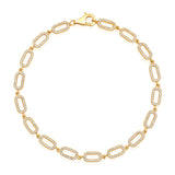 Certified 14K Gold 0.8ct Natural Diamond E-SI Paperclip Link Chain Yellow Bracelet