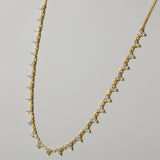 Certified 14K Gold 2.4ct Natural Diamond F-SI Trio Hanging Cluster Yellow Necklace