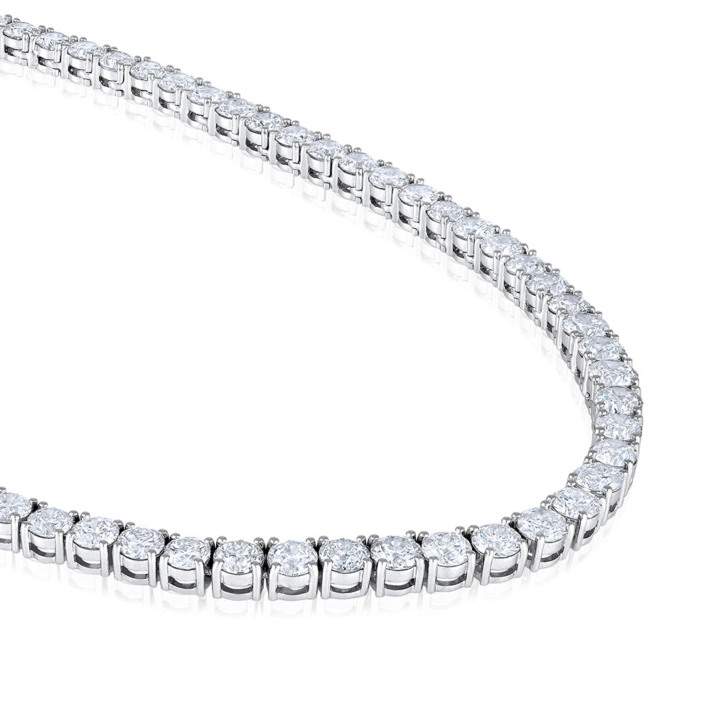 Certified 20ct 4.3mm Natural Diamond 14K Gold Wedding Round Tennis White Necklace