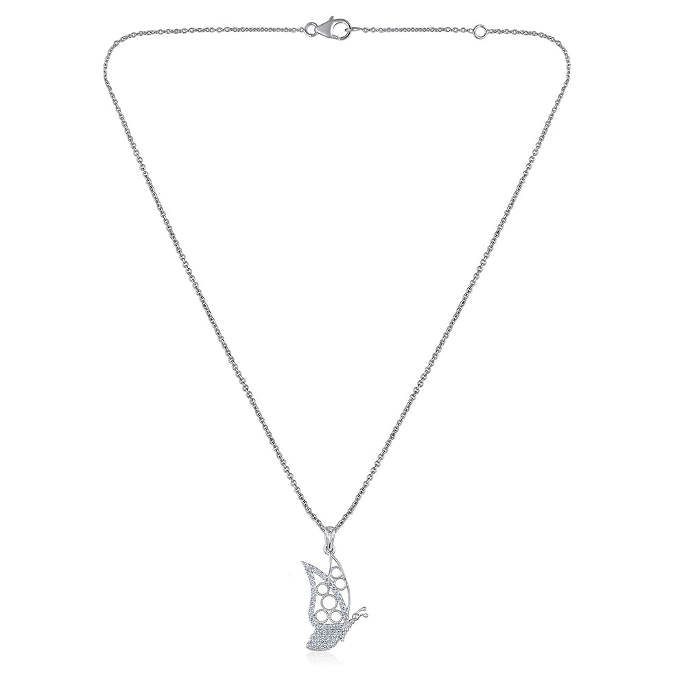 Certified 14K Gold 0.4ct Natural Diamond F-VVS Butterfly Charm White Pendant White Necklace