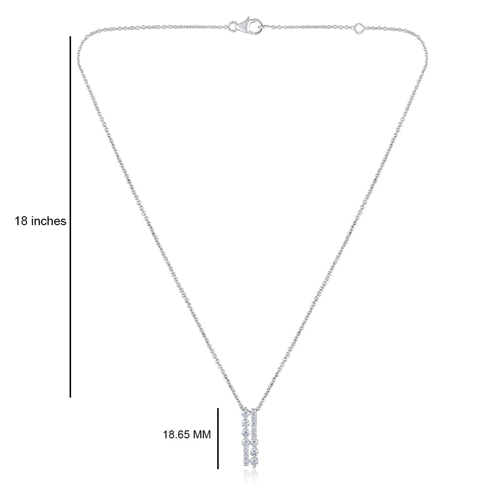 Certified 14K Gold 0.44ct Natural Diamond F-VS Designer Double Bar White Necklace