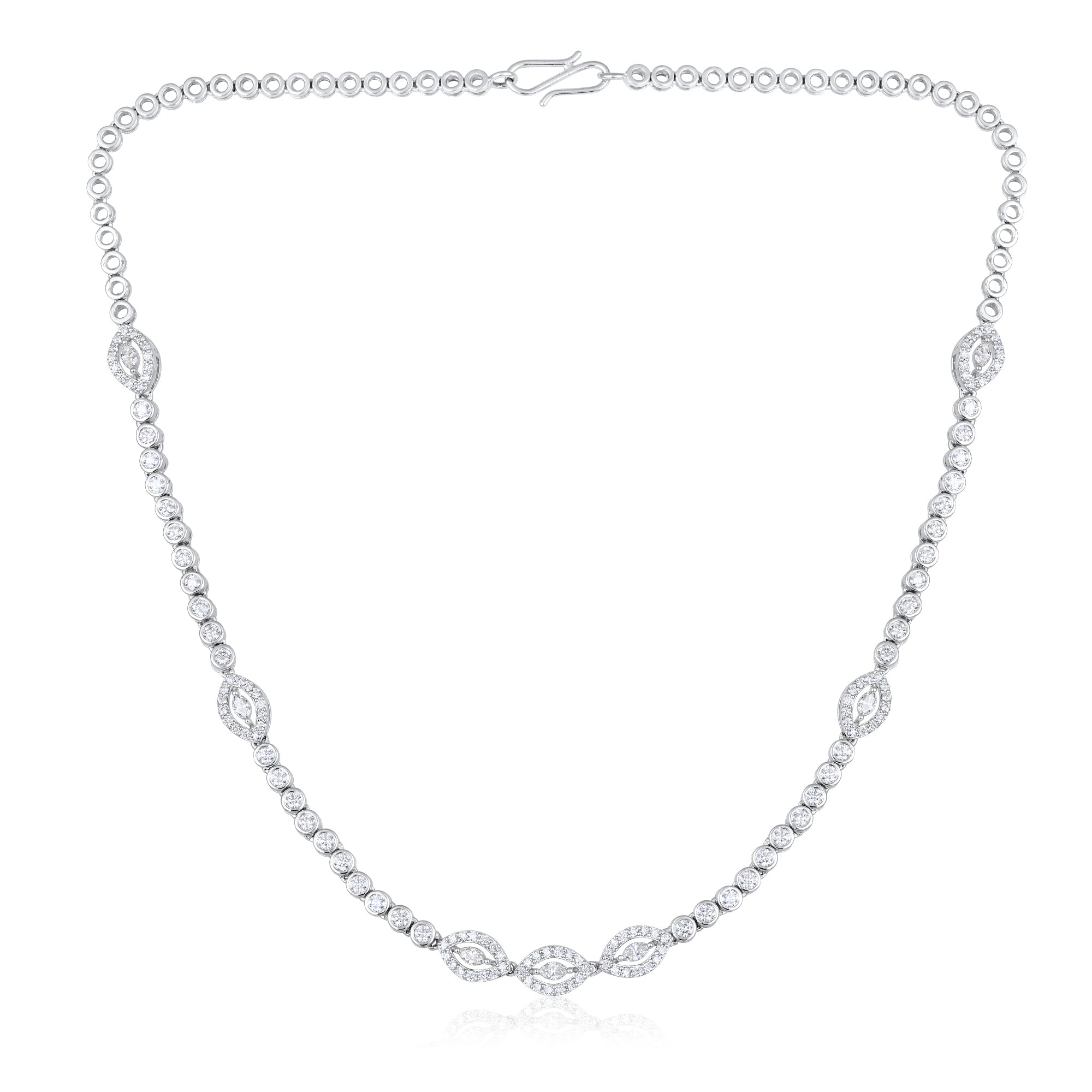 Certified 4.8ct Natural Diamond Marquise 10K Gold Queen Wedding Tennis White Necklace