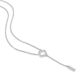 Certified 14K Gold Natural Diamond F-VS Designer Clover Y Drop Lariat White Necklace