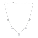 Certified 14K Gold 1.3ct Natural Diamond 5-Circle Fringe Station White Necklace