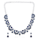 Certified 14K Gold 41.1ct Natural Diamond w/ Simulated Sapphire White Necklace Earrings Set