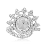Certified 18K Gold 3.15ct Lab Created Diamond D-VVS Rose-Cut Round Solitaire Sun White Ring
