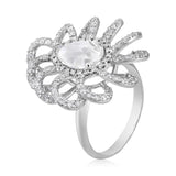 Certified 18K Gold 2.8ct Lab Created Diamond D-VVS Rose-Cut Pear Solitaire Flower White Ring