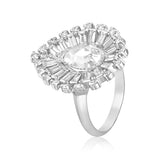 Certified 18K Gold 2.84ct Lab Created Diamond D-VVS Rose-Cut Pear Baguette White Ring