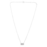 Certified 14K Gold 0.25ct Natural Diamond F-I1 Rectangle Bar Tag Charm White Necklace