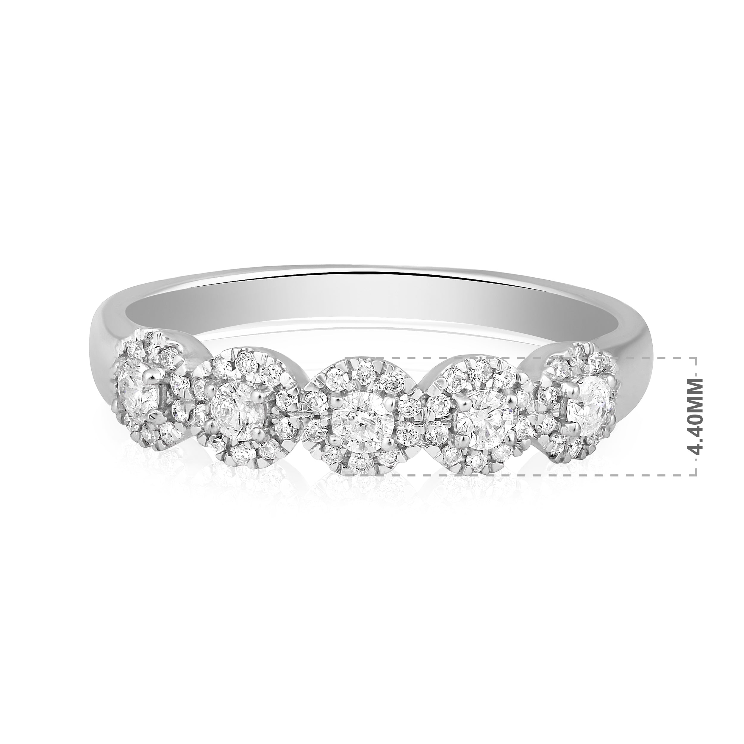 Certified 14K Gold 0.34ct Natural Diamond F-I1 Designer Wedding Band White Ring