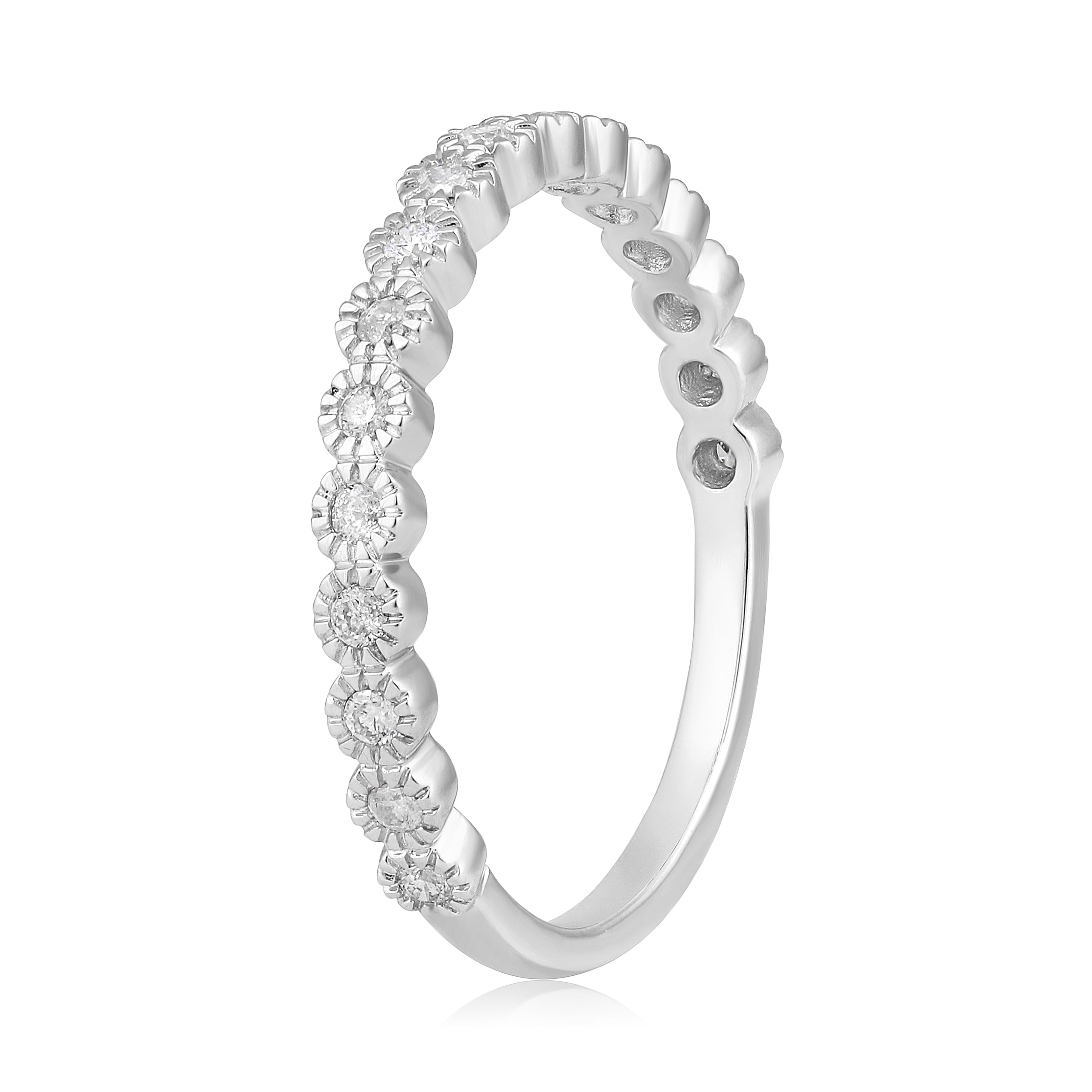 Certified 14K Gold 0.2ct Natural Diamond G-I1 Designer Wedding Band White Ring