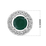 Certified 14K Gold 1.4ct Natural Emerald w/ Natural Diamond Round Stud Certified White Earrings