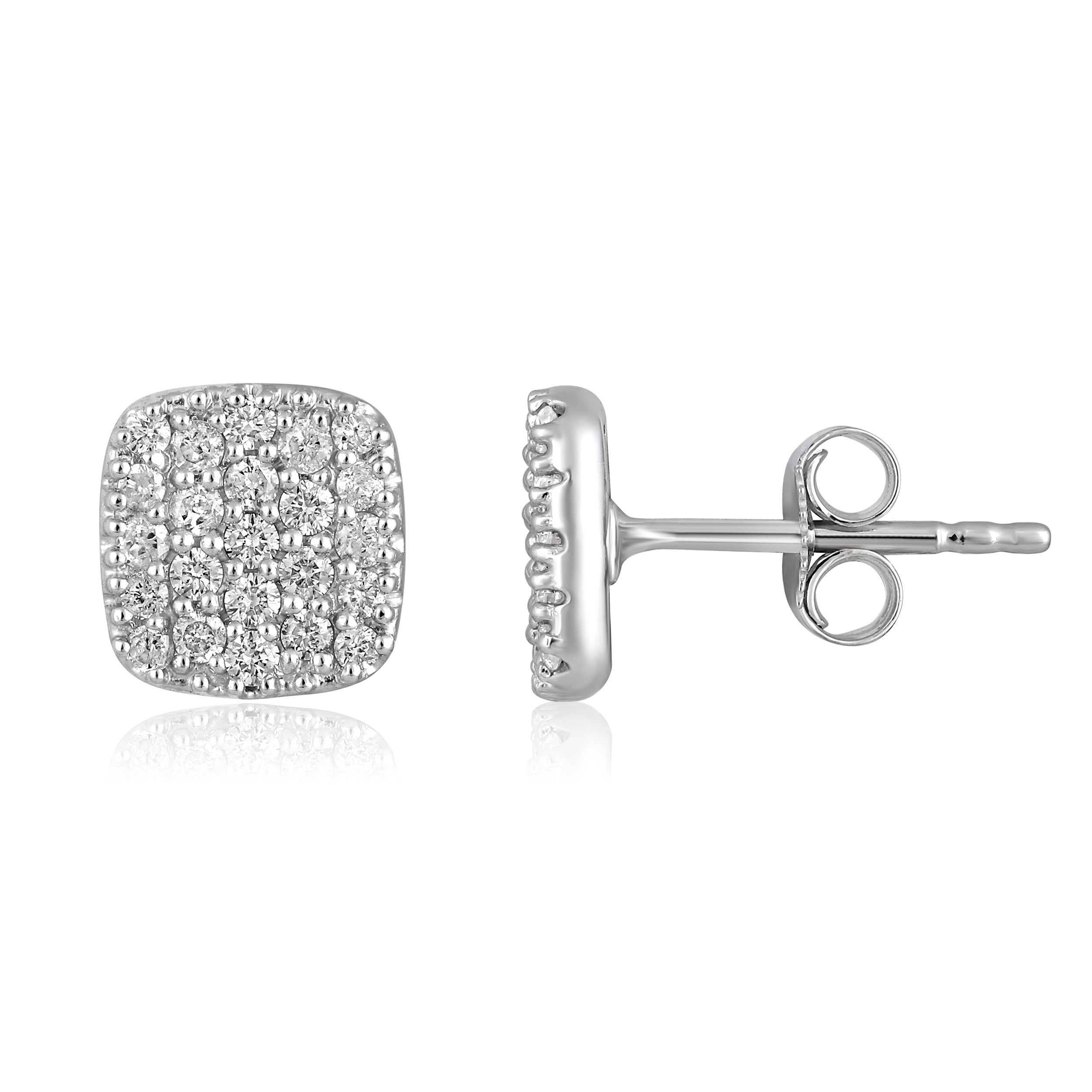 Certified 14K Gold 0.5ct Natural Diamond G-SI Cushion Square Stud White Earrings