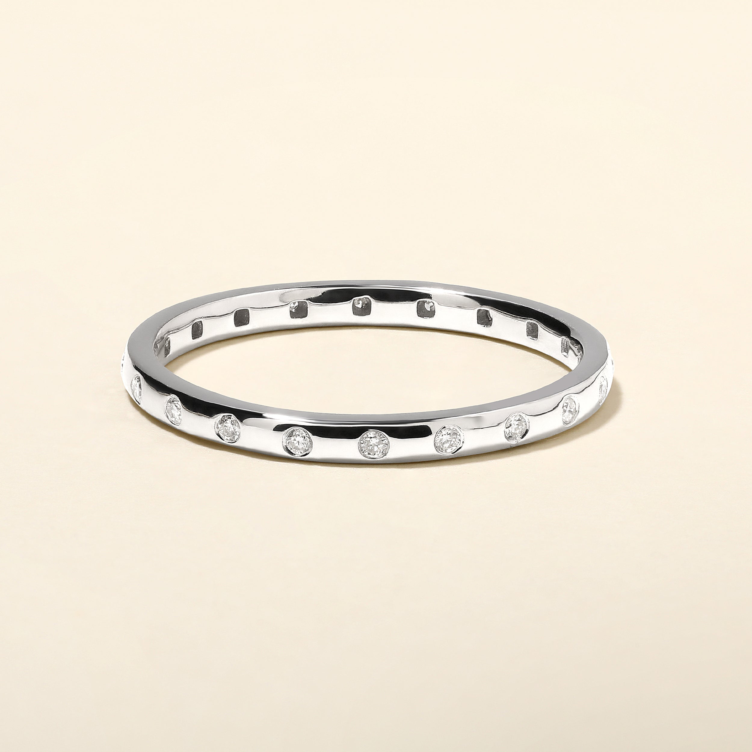 Certified 14K Gold 0.13ct Natural Diamond G-SI Designer Full Eternity Band White Ring
