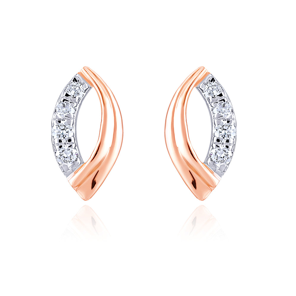 Certified 14K Gold 0.2ct Natural Diamond F-VS Designer Rose Necklace Earrings Set
