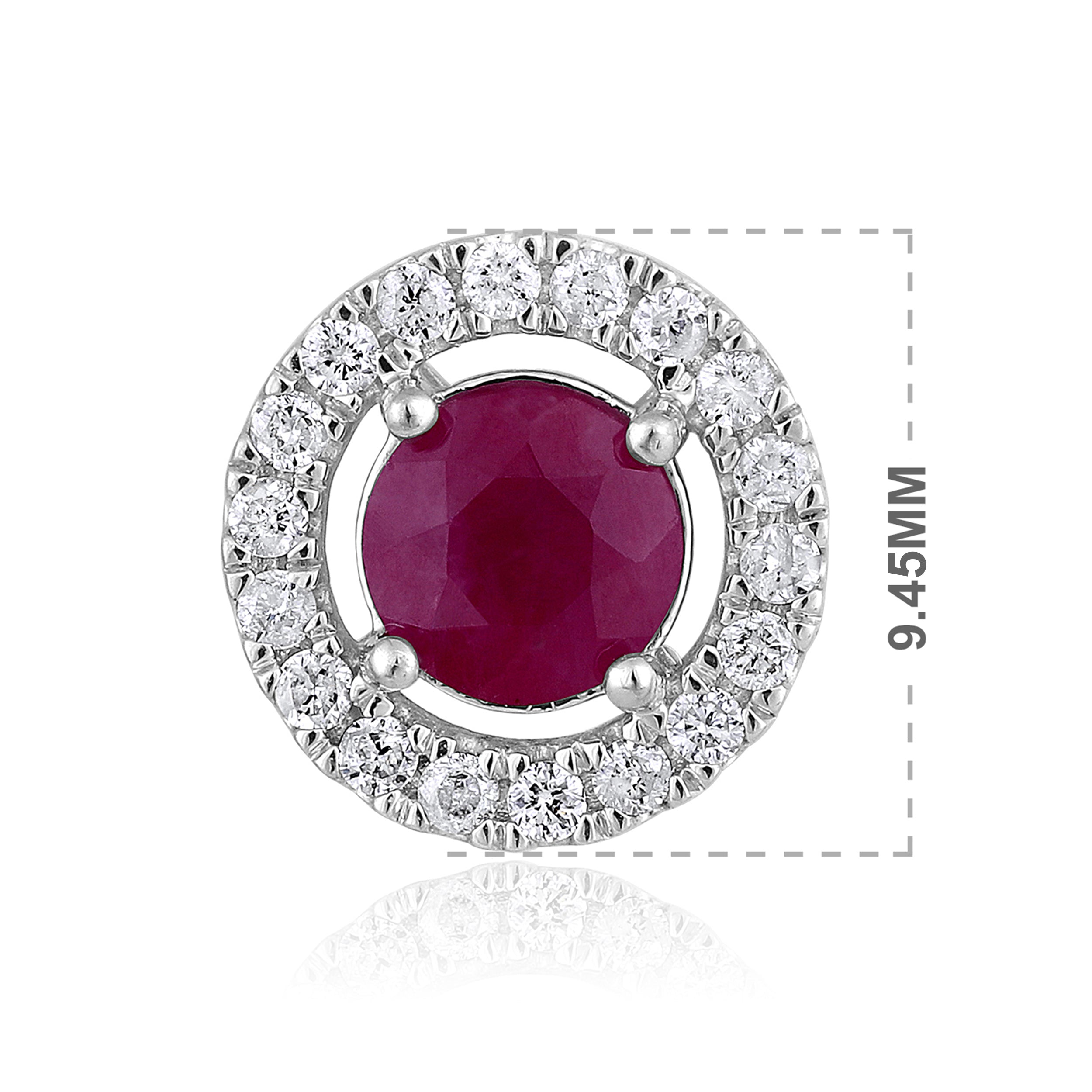 Certified 14K Gold 1.6ct Natural Ruby w/ Natural Diamond Round Halo Stud Certified White Earrings