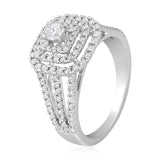 Certified 14K Gold 1.1ct Natural Diamond G-I1 Double Halo Solitaire Engage White Ring