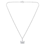 Certified 14K Gold 0.2ct Natural Diamond F-VS Queen Crown Charm White Pendant White Necklace