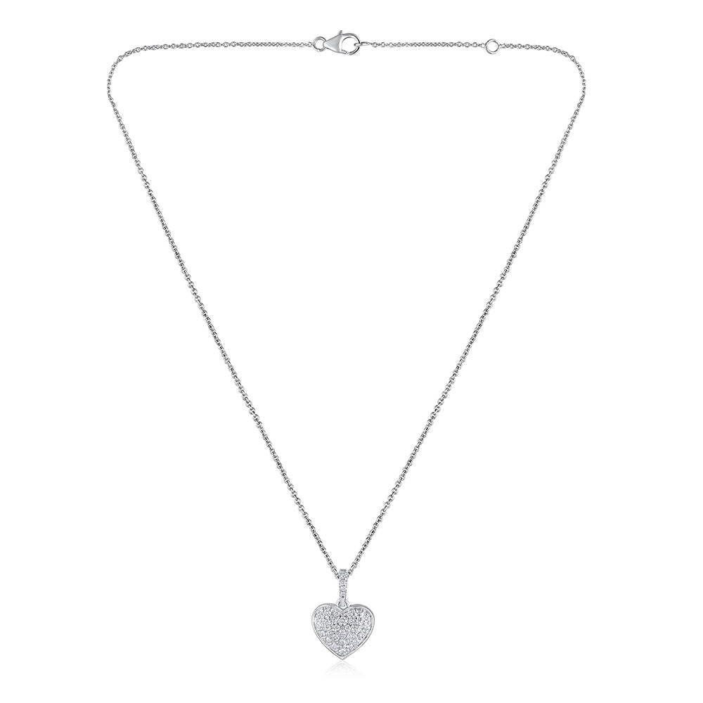 Certified 14K Gold 0.4ct Natural Diamond F-VS Heart Charm White Pendant White Necklace
