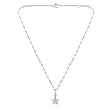 Certified 14K Gold Certified Natural Diamond F-VVS Designer Star Charm White Necklace