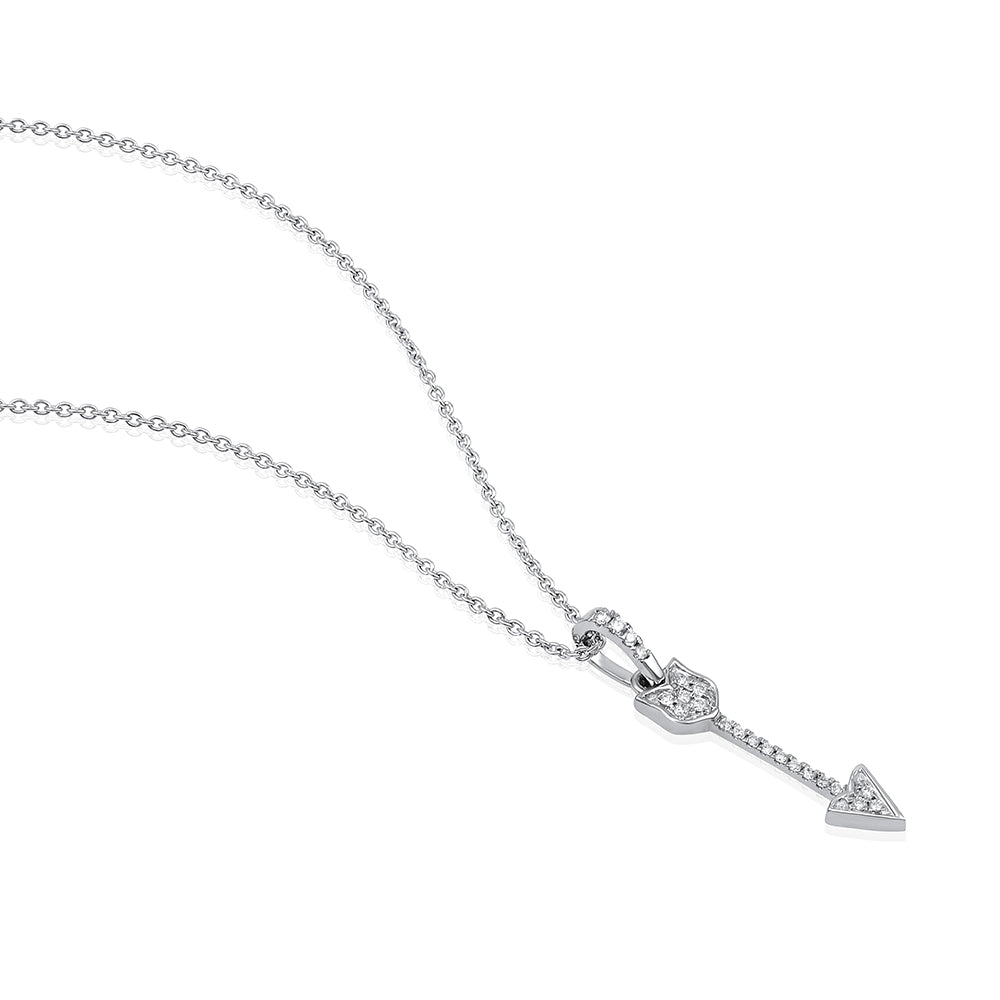Certified 14K Gold Natural Diamond F-VS Designer Arrow Charm Lariat Y White Necklace