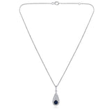 Certified 14K Gold 0.3ct Natural Diamond w/ Simulated Sapphire Teardrop White Necklace