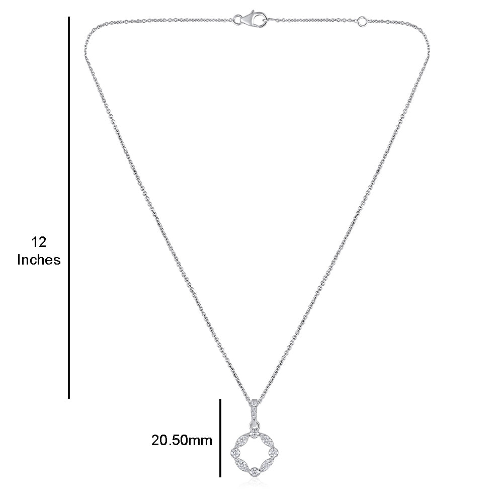 Certified 14K Gold 0.34ct Natural Diamond F-VS Designer Circle White Pendant White Necklace