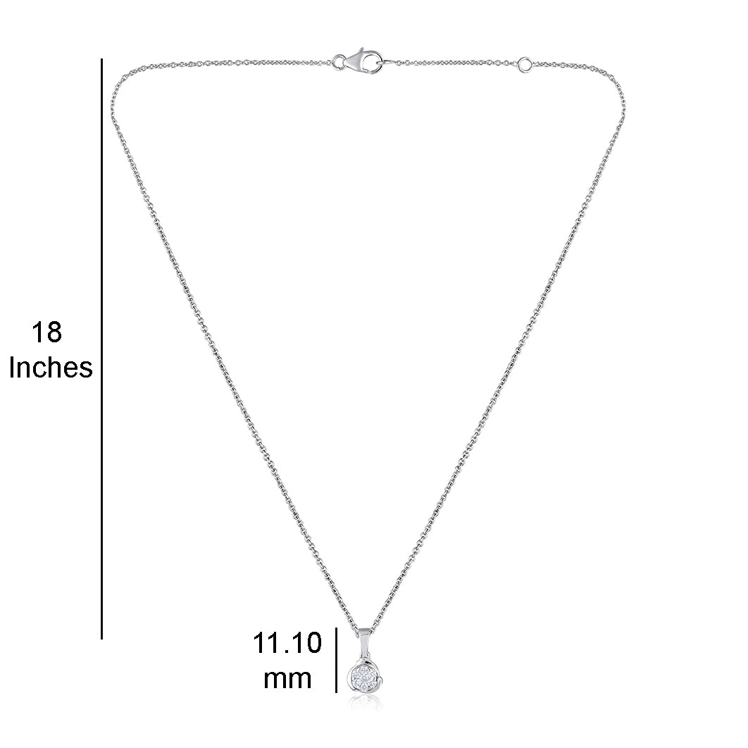 Certified 14K Gold Natural Diamond Round Circle Pendant Charm Necklace