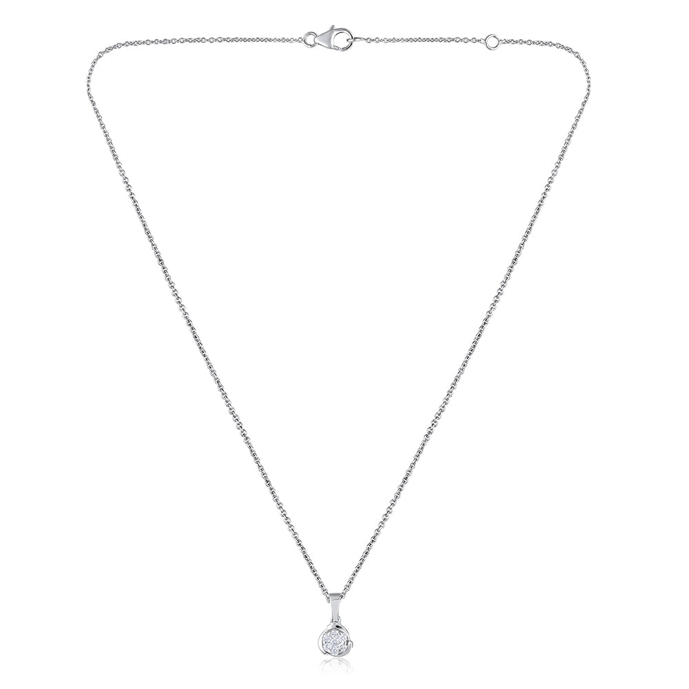 Certified 14K Gold Natural Diamond Round Circle Pendant Charm Necklace