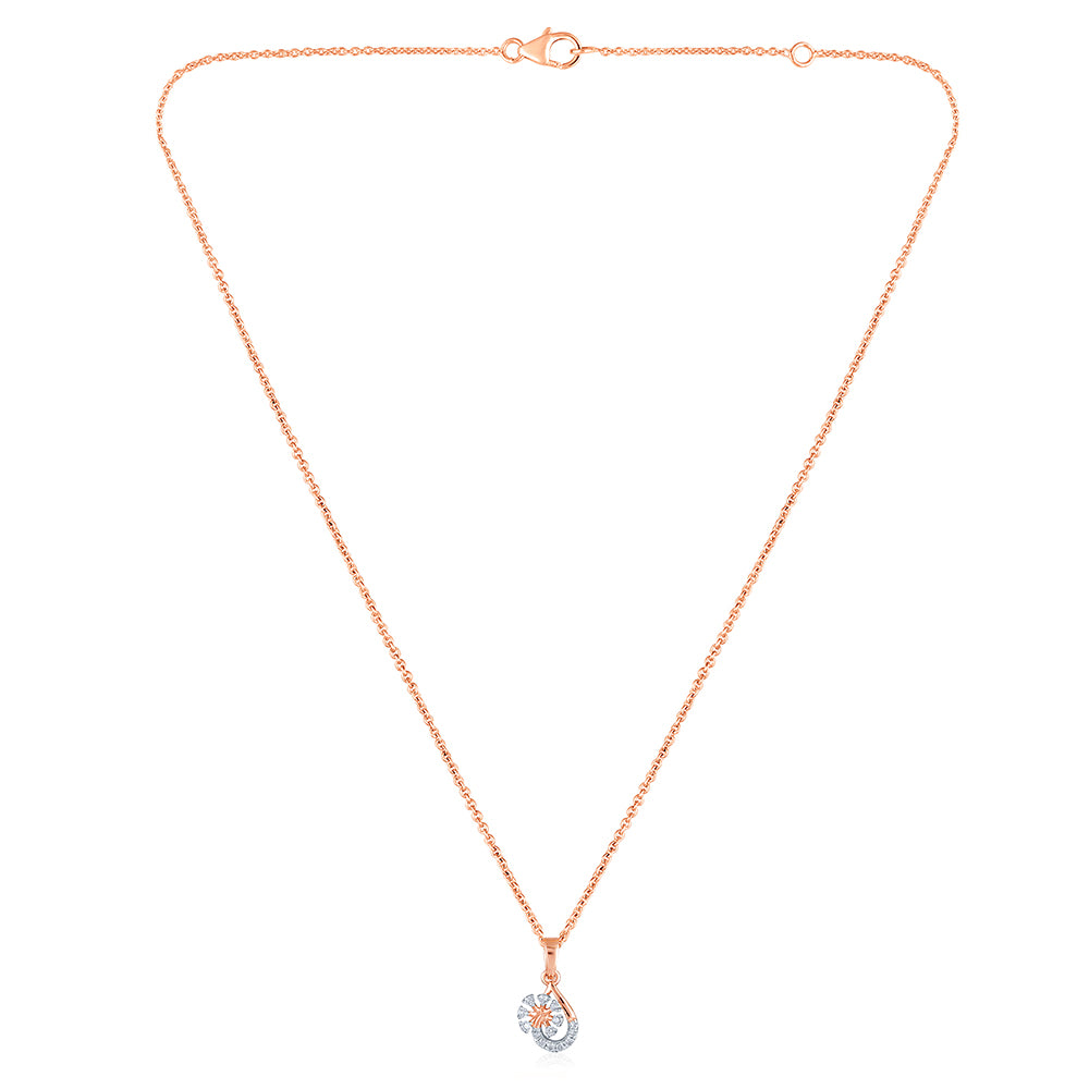 Certified 14K Gold 0.2ct Natural Diamond E-VS Designer Rose Necklace Earrings Set